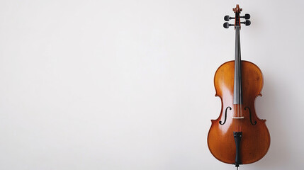 A white background with a cello in the middle, leaving space for text. The cello is a string instrument like the violin.