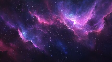 a stunning view of the cosmos, with stars, nebulas, and swirling colors of deep purples and blues, s