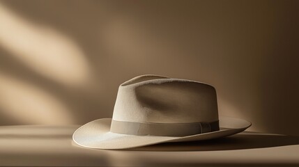 Canvas Print - white hat on a neutral table