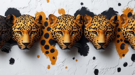 Wall Mural - Seamless leopard print pattern on a white background