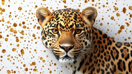 Wall Mural - Seamless leopard print pattern on a white background