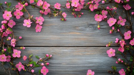 Canvas Print - Woody pink bush blooms