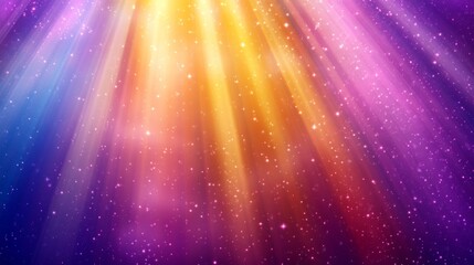 Wall Mural - sunny yellow sky with clouds with bright sunshine. sunburst background with nature beam flare, radia