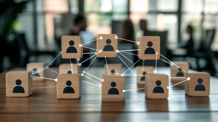 Poster - An icon of a business person symbolizing global communication and connection between companies, and the exchange of information between members of a community.