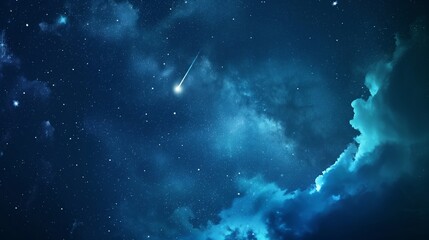 Wall Mural - starry night sky with a meteor streaking