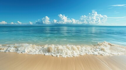 Turquoise ocean waves gently hitting beach