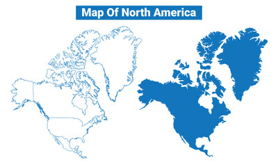  North America simple flat vector map outline style illustration set
