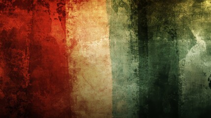 Poster - Red and green grunge background with textured material backdrop wallpaper, old dirty retro banner, scratched weathered overlay.