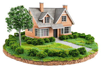 Wall Mural - PNG  Charming suburban home illustration