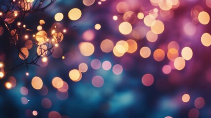 Poster - Abstract Bokeh Background with Blurred Lights and Branches