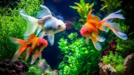 Wall Mural - Goldfish in an aquarium