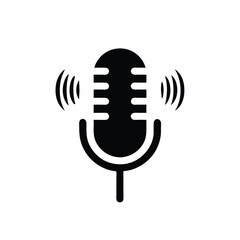 Podcast microphone sound wave vector illustration, isolated white background, 