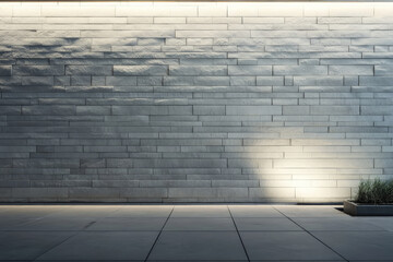 a smooth, light gray brick wall with even surfaces, illuminated by soft, ambient lighting for a clea