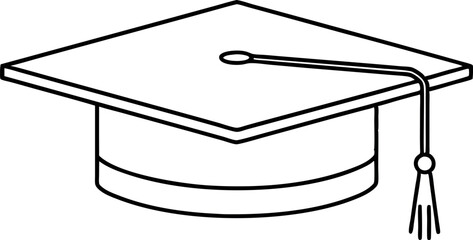 Line Drawing of a Graduation Cap with Tassel Symbolizing Academic Achievement and Success