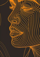 Canvas Print - orange lines on face background asmr graphics.