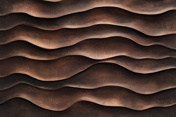 A brown textured surface with a smooth, rippled pattern, creating the illusion of gentle waves in deep brown tones.