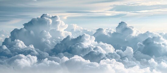 Cloudy Gray Sky With Fluffy Clouds Panoramic Dramatic Nature Background