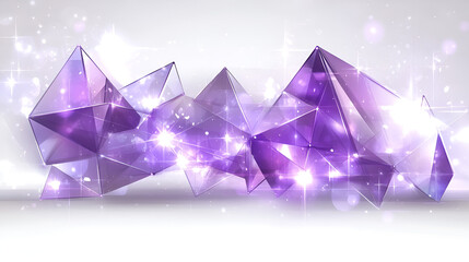 Aufkleber - Abstract purple geometric shapes with shimmering highlights in a minimalistic design setting