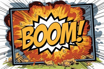 Comic Style Explosion Graphic with 'BOOM!' Text