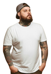 Canvas Print - PNG a man wearing white t-shirt on the white background