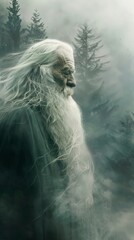 Canvas Print - old wizard in the fog.