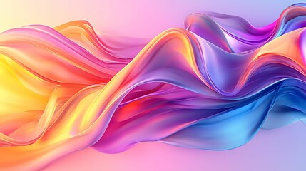 Wall Mural - Vivid Abstract Digital Art with Flowing Lines and Bold Colors on Pastel Background in Realistic Style