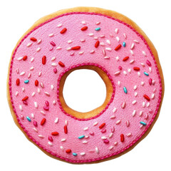 Sticker - PNG Donut in embroidery style on the white background