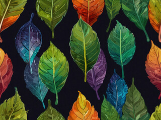 Wall Mural - a logo where a variegated aroid leaf is depicted using vibrant gradients to reflect its color variations