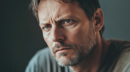 Aufkleber - The man appears deep in thought, contemplating significant issues while surrounded by a calm atmosphere. Generative AI
