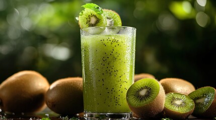 Wall Mural - Refreshing Kiwi Smoothie with Fresh Fruit