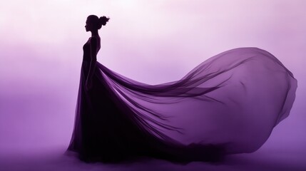 Canvas Print - Silhouette of a Woman in a Flowing Purple Dress