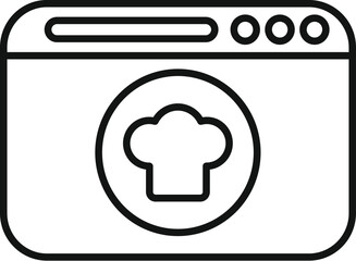 Poster - Simple icon of a chef hat displayed on a website landing page, representing online cooking courses