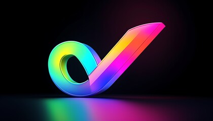 A colorful gradient letter sign with a black background. The overall style is modern and simple. The letters give a shiny feeling, giving people a fashionable feeling.