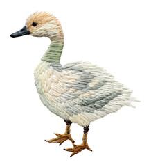 Poster - PNG Embroidery duck on the white background