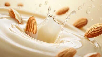 Fresh natural almond milk splash swirl