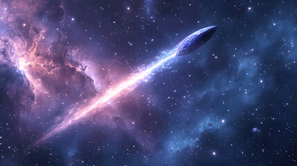 Wall Mural - comet streaking through deep space with bright trail and stars