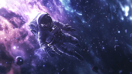 Wall Mural - astronaut floating in deep space with stars and galaxies