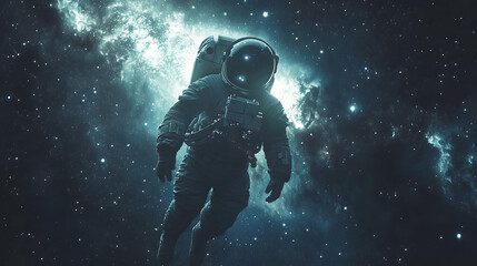 Wall Mural - astronaut floating in deep space with stars and galaxies
