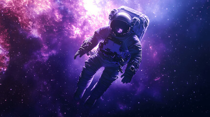 Wall Mural - astronaut floating in deep space with stars and galaxies