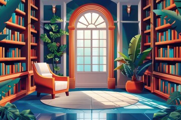 Aufkleber - Books abound in this study area, perfect for quiet reading or research