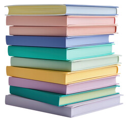 Canvas Print - PNG Pastel stack of books on the white background