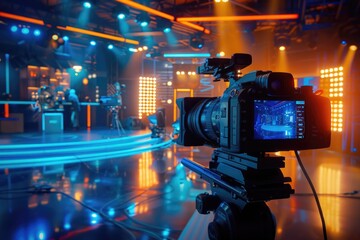 Poster - A video camera perched on a tripod, ready to capture footage