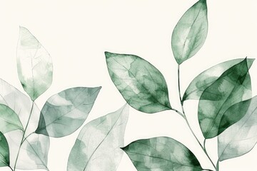 Poster - A close-up of lush green leaves on a clean white surface