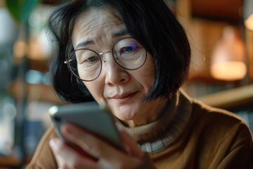 Poster - A woman looks at her cell phone, focused on the screen