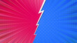 © Angela Ksen - Pop art retro comic background. Abstract cartoon cover with versus lightning. Blue and pink vs frames. Vector EPS 10