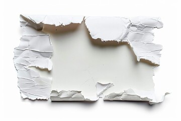 Poster - A white background fragment with a torn edge, possibly from a document or note