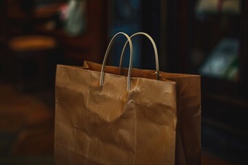 Poster - A simple brown paper bag sits on a table, awaiting its contents