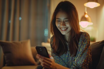 Poster - A person sitting on a couch using their mobile device