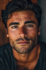 Fototapete - Portrait of a bearded man from the side, focus on facial features