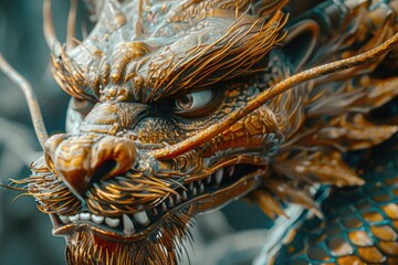Aufkleber - A detailed view of a mythical creature's stone likeness